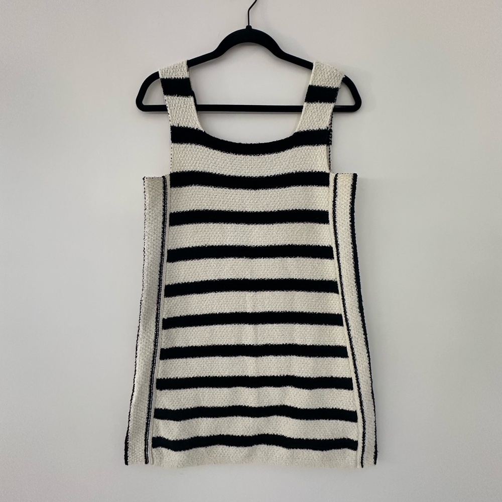 Zara soft terry Black and White Striped Sleeveless Dress
